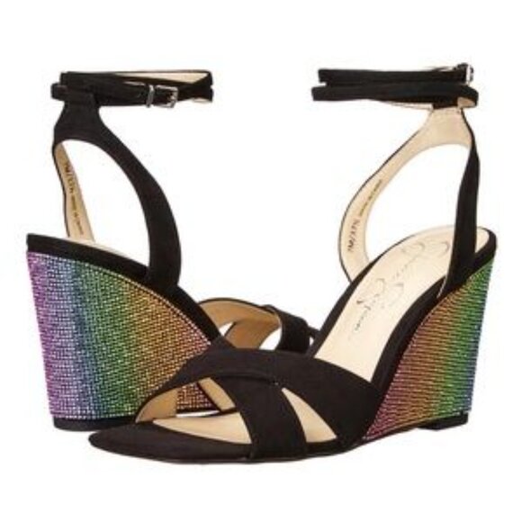 Jessica Simpson Shoes - NIB [Jessica Simpson] Arlisa 2 Rainbow Heel Ankle Strap Wedge Sandal Womens Sz 6